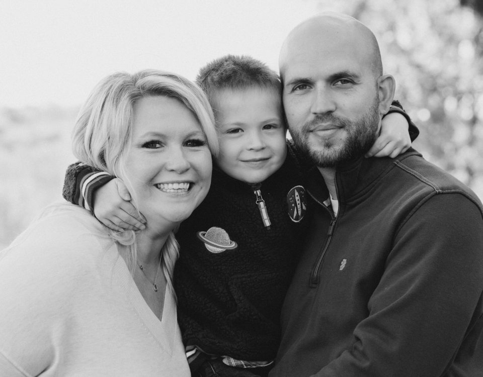 Williams Family portrait in black and white