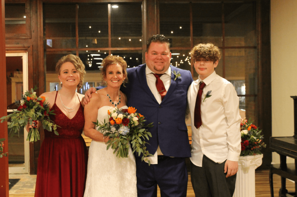 Carol and James Lankford wedding with the kids by their side