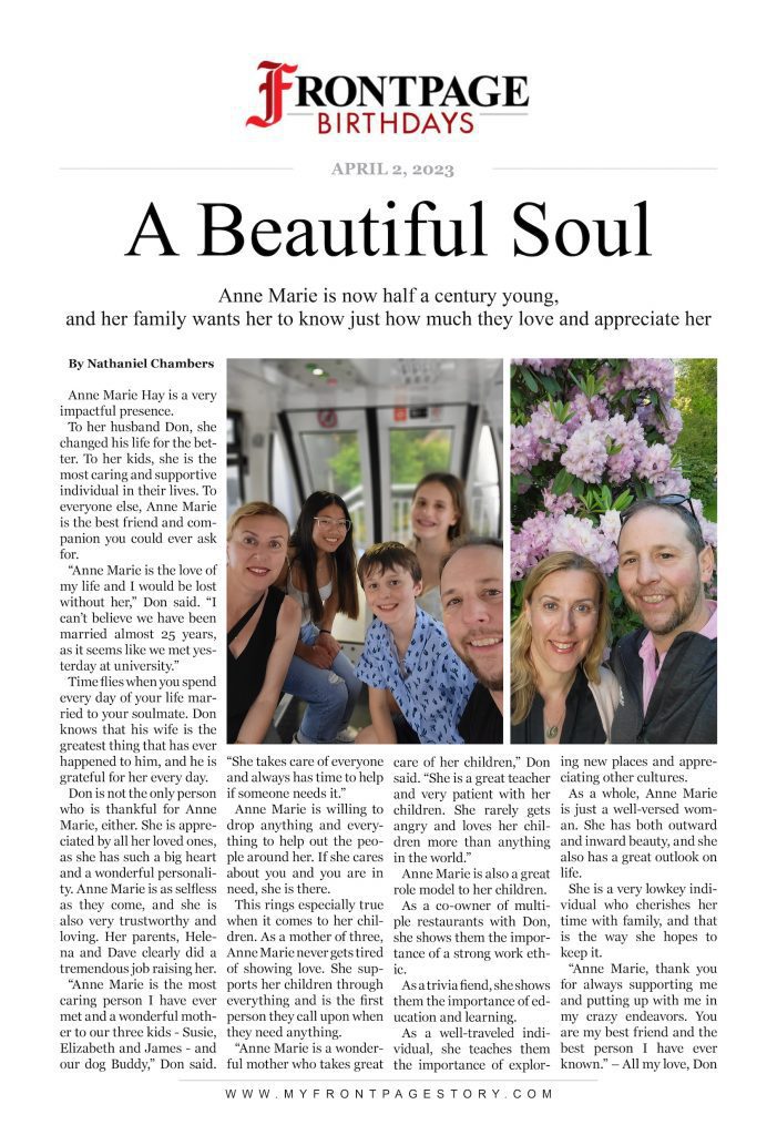 A Beautiful Soul: Anne Marie is now half a century young, and her family wants her to know just how much they love and appreciate her