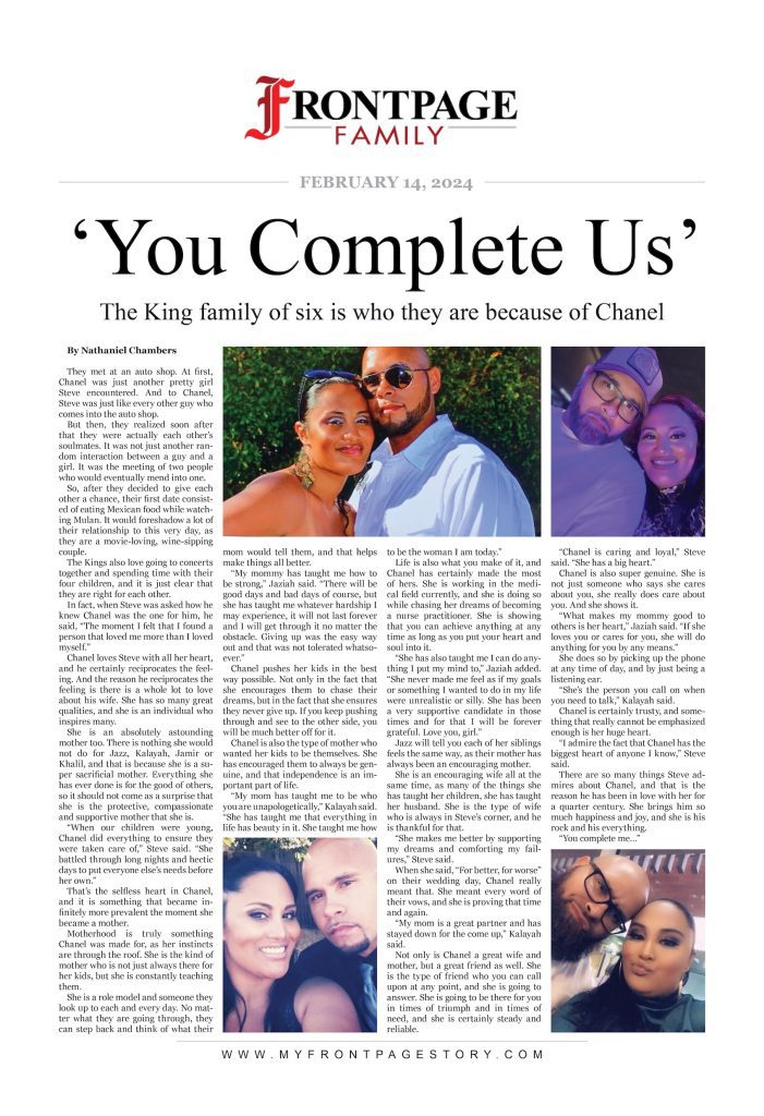 ‘You Complete Us’: Chanel King personalized story