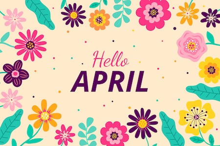 Flat hello april background (freepik)