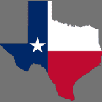 Texas state shape with flag inside