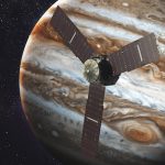 History of Jupiter blog post - Juno spacecraft and Jupiter. Elements of this image furnished by NASA