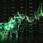 History of the stock market blog post - Abstract green candlestick bear and bull forex chart hologram on dark background. Trade and market concept. 3D Rendering